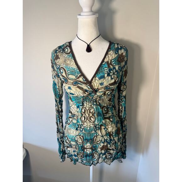 Vintage Y2K Xhilaration Long Sleeve Boho Top - Picture 1 of 4